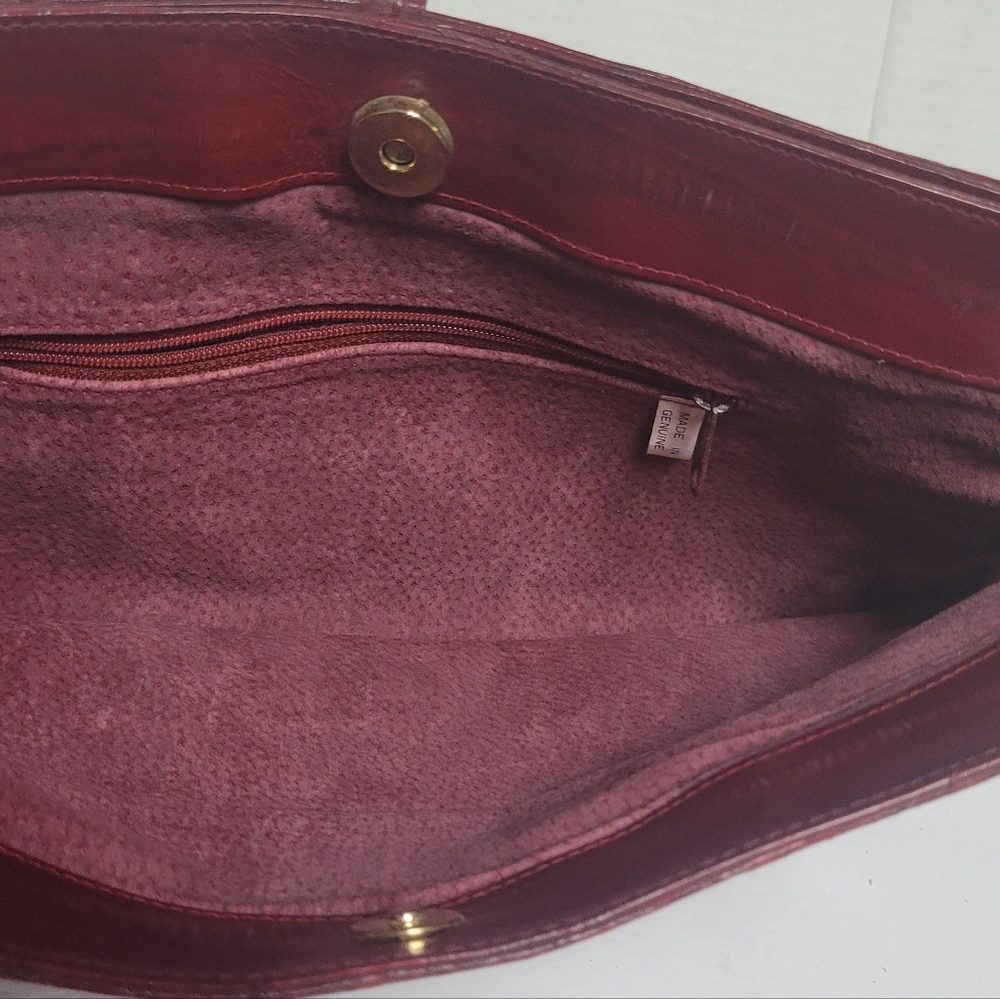 VINTAGE Elegant Red EEL SKIN Leather Made In Korea Shoulder Bag - Picture 11 of 16